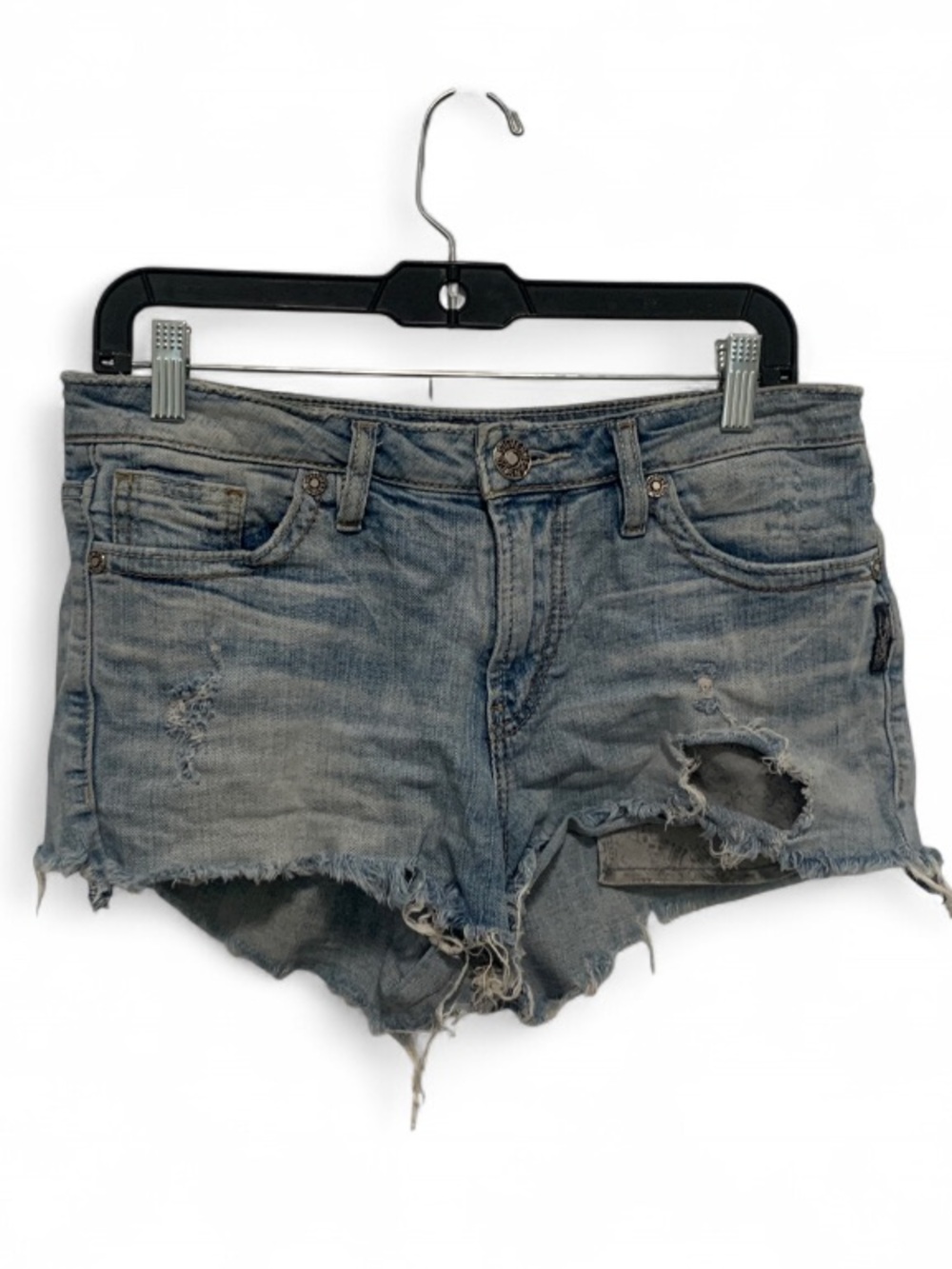 Silver Jeans Aiko Light Blue Distressed Denim Shorts